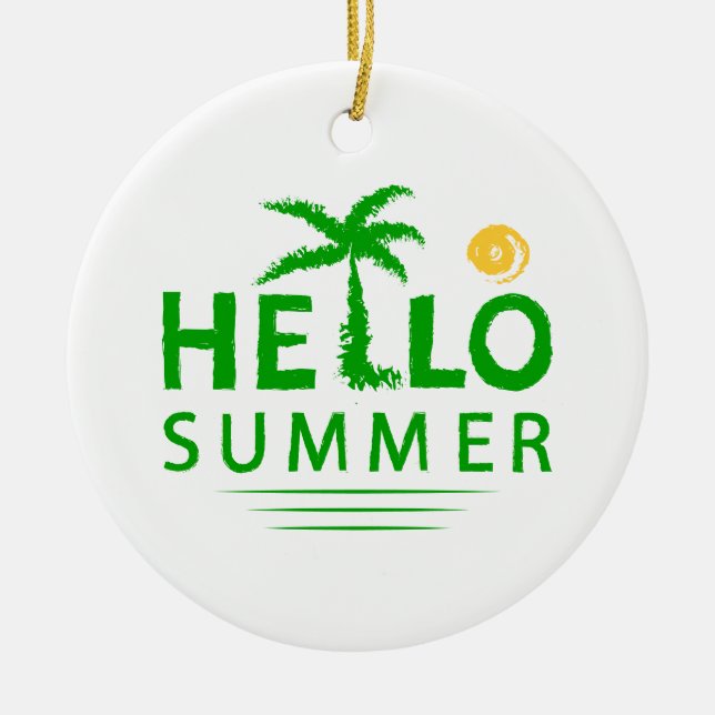 Hello Summer Ceramic Tree Decoration (Front)