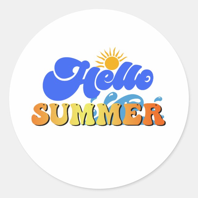 Hello Summer Classic Round Sticker (Front)