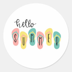 Hello Summer Classic Round Sticker
