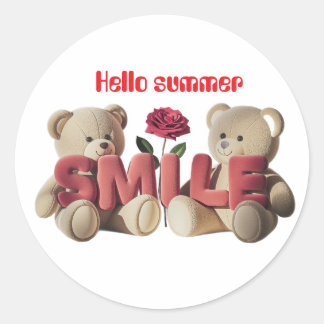 Hello summer classic round sticker