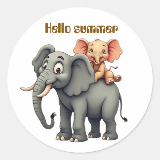 Hello summer classic round sticker