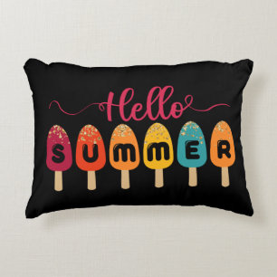 Hello Summer   Colourful Popsicle Ice Cream Decorative Cushion
