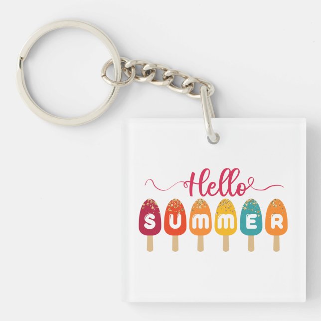 Hello Summer | Colourful Popsicle Ice Cream Key Ring (Front)