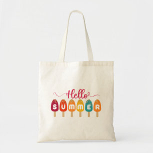 Hello Summer   Colourful Popsicle Ice Cream Tote Bag