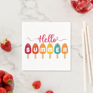Hello Summer Colourful Popsicle Napkin