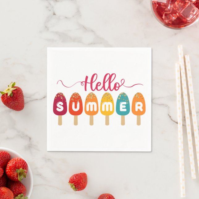 Hello Summer Colourful Popsicle Napkin (Insitu)