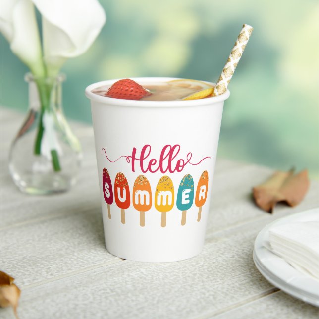 Hello Summer Colourful Popsicle Paper Cups (Insitu)