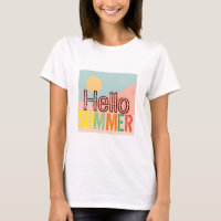 Hello Summer colourful white wears cute sun womens