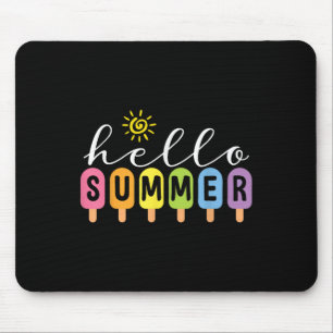 Hello Summer Cool Colourful Popsicle Graphic Summe Mouse Mat