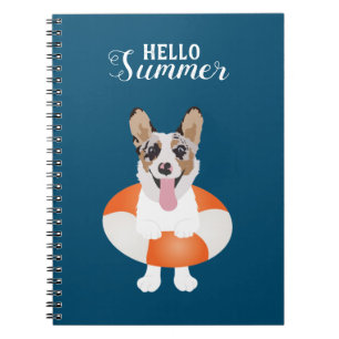 Hello Summer Corgi Beach Dog Notebook