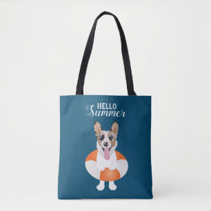 Hello Summer Corgi Beach Dogs  Tote Bag