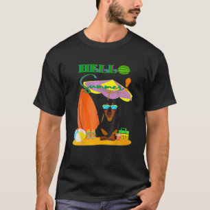 Hello Summer Cute Dachshund Gift Funny Wiener Dog T-Shirt