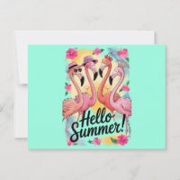Hello Summer Cute Flamingo Beach Vacation Tropical