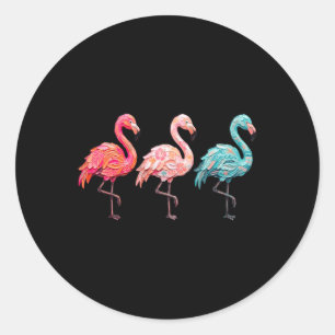 Hello Summer Cute Flamingo Funny Vacation Tropical Classic Round Sticker