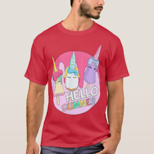 Hello Summer Cute Unicorn Trio Ice Cream Bars Ice  T-Shirt