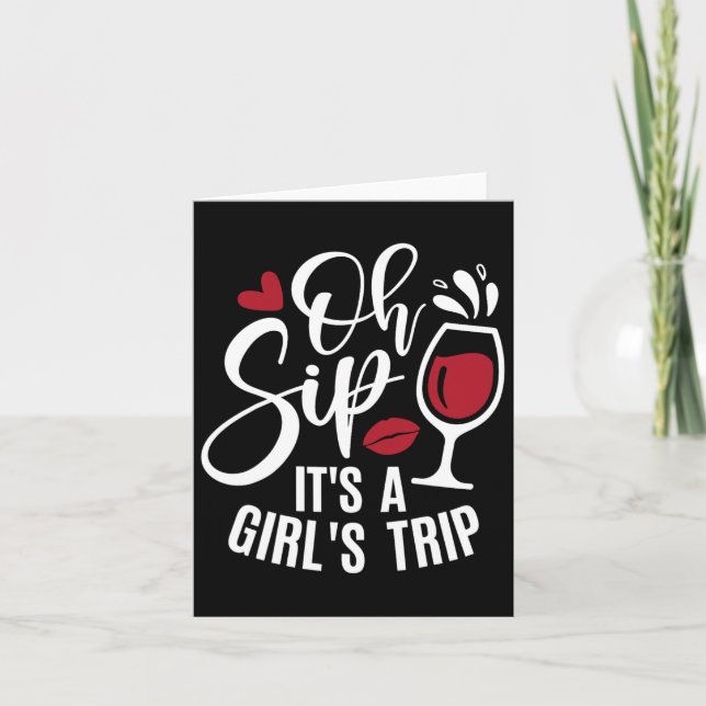 Hello Summer Family Vacation Oh Sip Its A Girls Tr Card (Front)