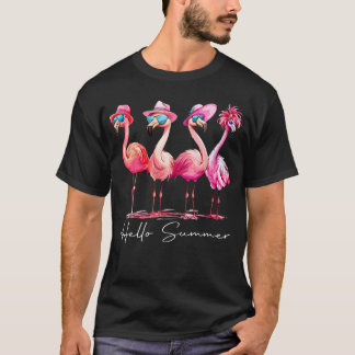 Hello Summer Flamingo Beach Vibes Vacation T-Shirt