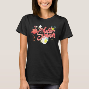 Hello Summer Flamingo Pineapple Sunglasses T-Shirt