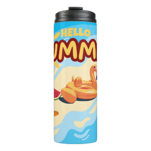 Hello Summer Flamingo Thermal Tumbler