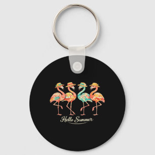 Hello Summer Flamingo Vintage Trocal Cute Birds Key Ring