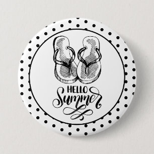 Hello Summer Flip Flops Button