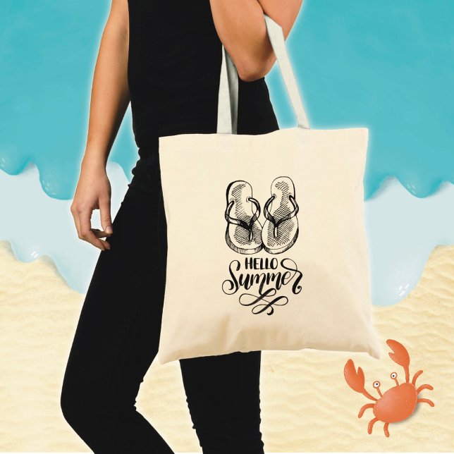 Hello Summer Flip Flops Tote Bag (Creator Uploaded)