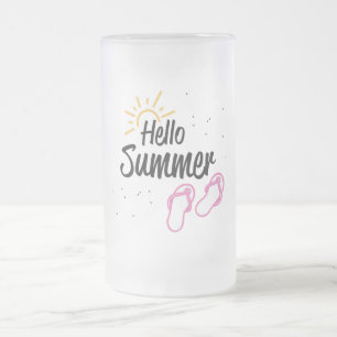 Hello Summer Frosted Glass Beer Mug