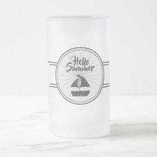 Hello Summer Frosted Glass Beer Mug