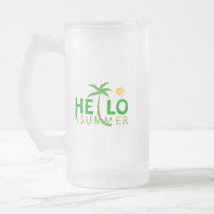 Hello Summer Frosted Glass Beer Mug