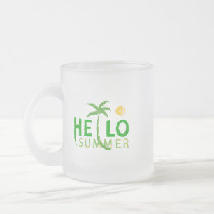 Hello Summer Frosted Glass Coffee Mug