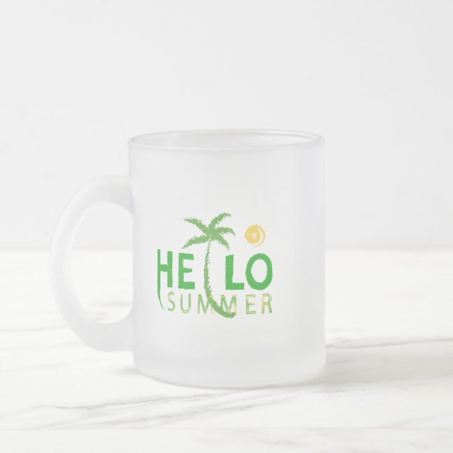 Hello Summer Frosted Glass Coffee Mug (Left)