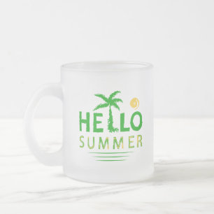 Hello Summer Frosted Glass Coffee Mug