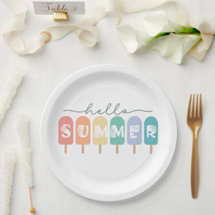 Hello Summer – Fun Colourful Popsicle Paper Plate