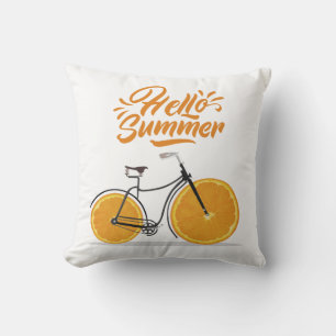 Hello summer, funny retro bike T-Shirt Cushion