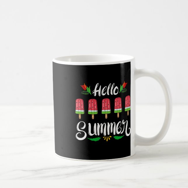 Hello Summer Funny Water Melon Design Ice Cream Lo Coffee Mug (Right)