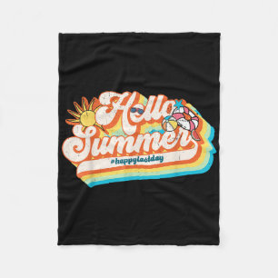 Hello Summer Happy Last Day Of School Retro 70s Te Fleece Blanket