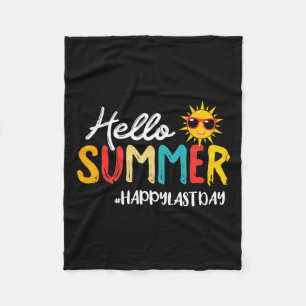 Hello Summer Happy Last Day Of School Teacher Stud Fleece Blanket