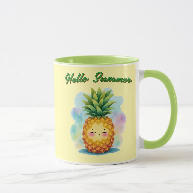 Hello Summer Happy Pineapple Coffee Mug (Right)