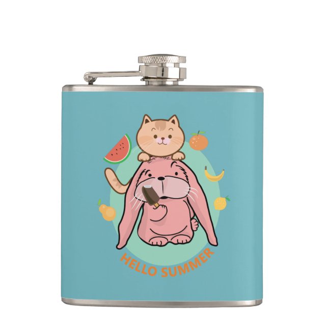 Hello Summer Hip Flask (Front)