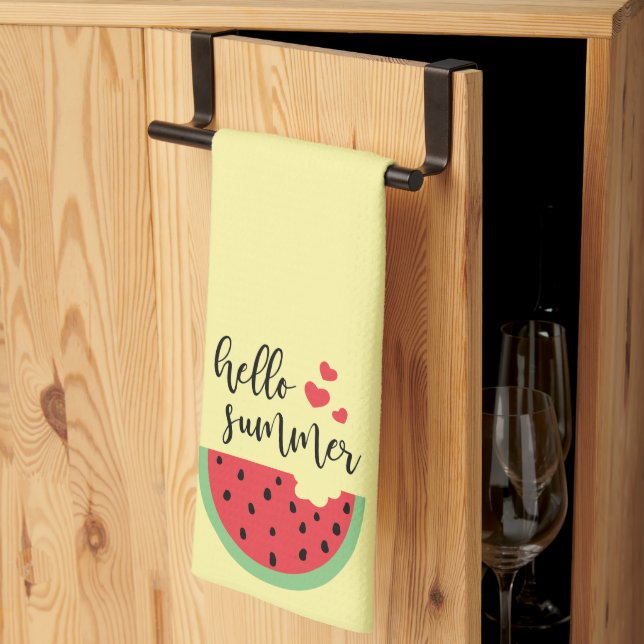 Hello Summer Home Decor with Watermelon Tea Towel (Thirds Fold)