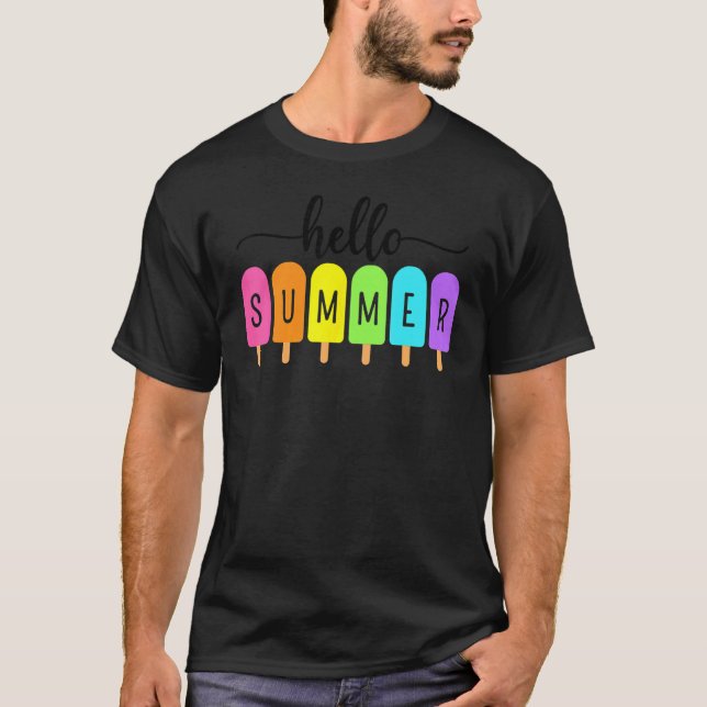 Hello Summer Ice Cream Family Vacation Popsicle Ic T-Shirt (Front)
