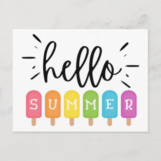 Hello Summer-Ice Cream-Popsicle Postcard