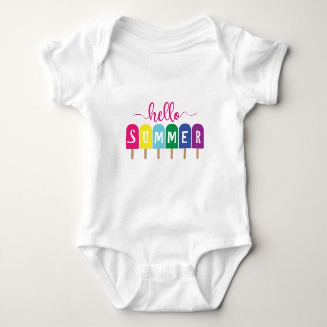Hello Summer ice pop lolly  Baby Bodysuit (Front)