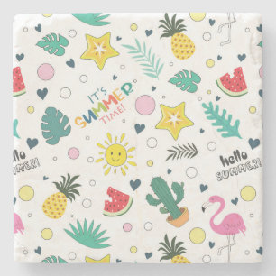 Hello Summer, It's Summer Time, Summer Fun Stone Coaster