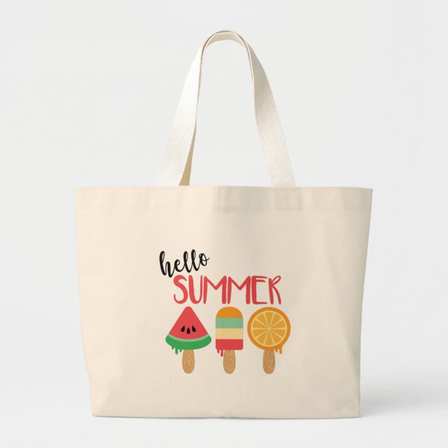 Hello Summer Large Tote Bag (Front)