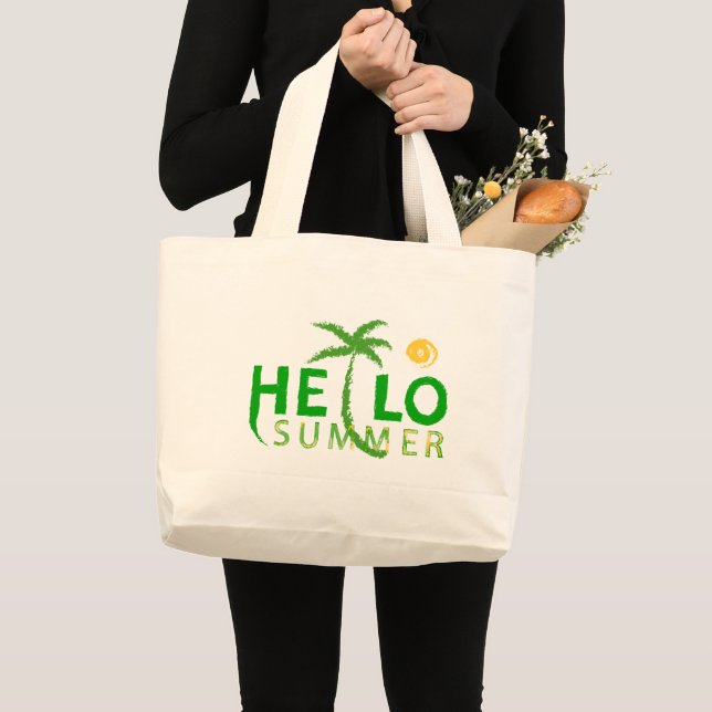 Hello Summer Large Tote Bag (Front (Product))