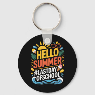 Hello Summer Last Day of School Beach Sunset 1 Key Ring