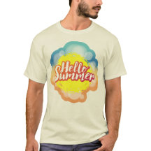 Hello summer lettering over beach background