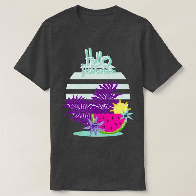 Hello Summer melon gradient sun Gift idea T-Shirt (Design Front)