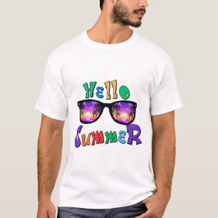 Hello Summer Men's T-Shirt Tropical Sunset Beach